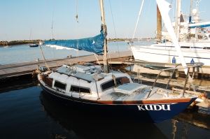 Kudu on the pontoon as Essex Marina